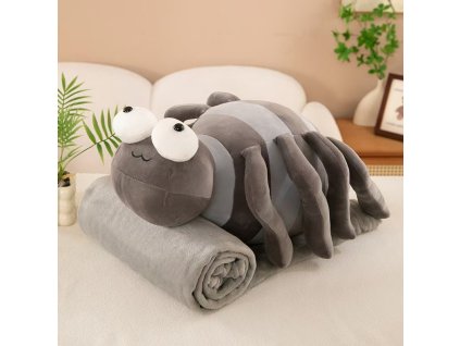 Plyšový PAVOUK s dětskou dekou uvnitř, šedý