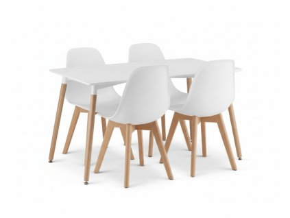 Moderní jídelní set ADRIA 120x80 cm + 4 bílé židle KITO pro stylovou kuchyni