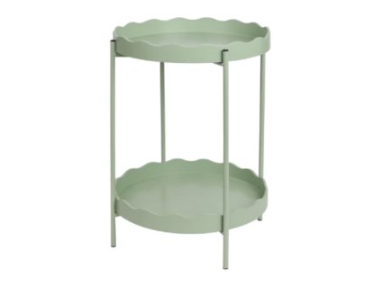 Zelený odkládací stolek RAVELO Ø 40,5 cm s vlnitým okrajem