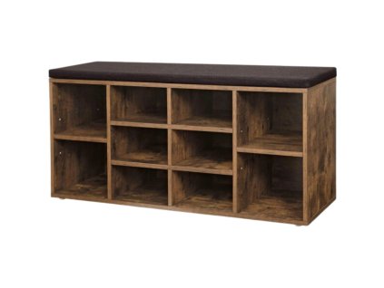 Hnědý botník TAYLOR s lavicí a úložnými přihrádkami