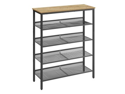 Botník TAYLOR ARTISAN s černou konstrukcí a 4 kovovými policemi