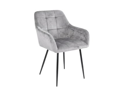 Šedé jídelní křeslo LOREN VELVET s černými nohami