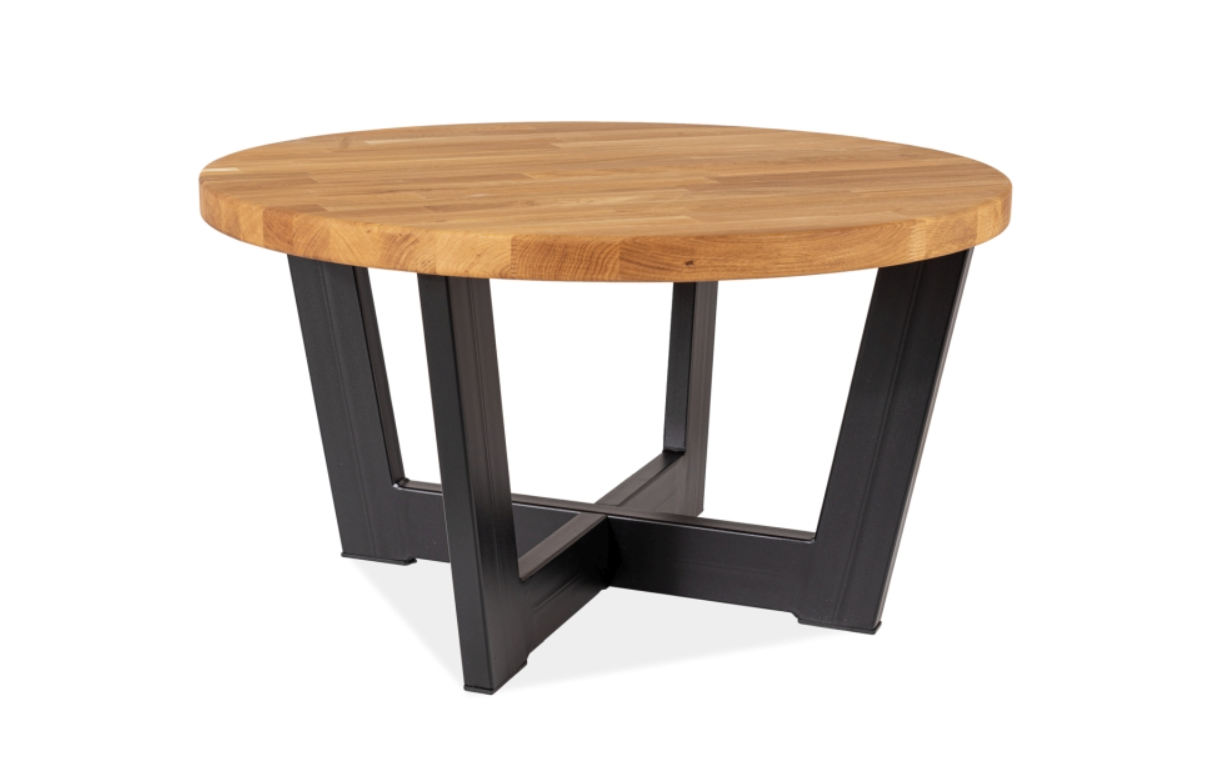 Levně Černý konferenční stolek s dubovou deskou CONO B 80x80