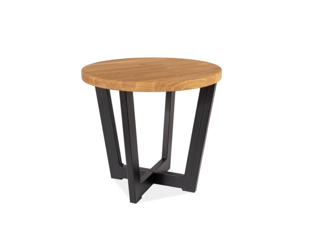 Levně Černý konferenční stolek s dubovou deskou CONO C 60x60