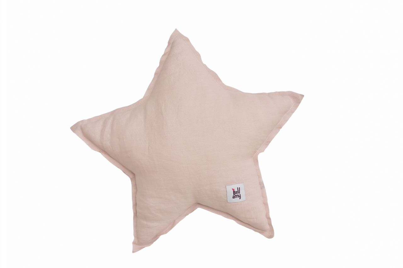 Levně Bellamy Lněný dekorační polštářek STAR DUSTY PINK