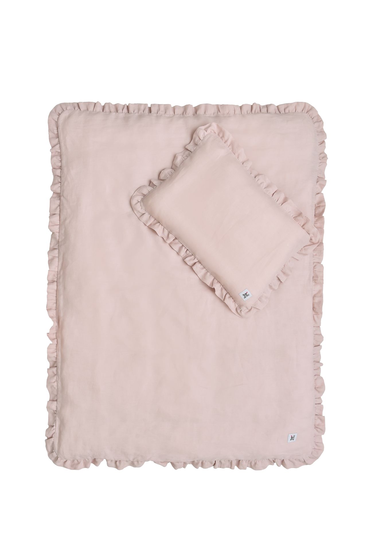 Levně Bellamy Lněný set přikrývky a polštáře do postýlky DUSTY PINK, vel. S