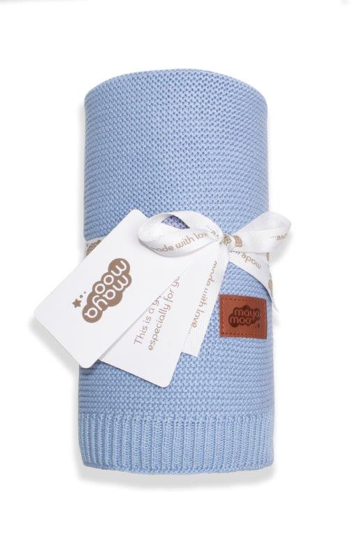Levně Dětská bambusová dečka MAYA MOO DESIGN 03 modrá