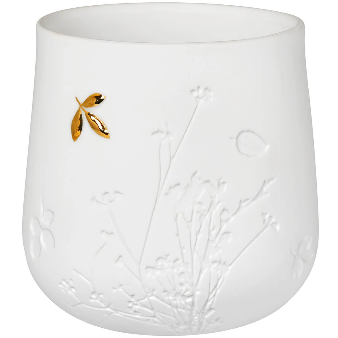 Levně Räder Bílý porcelánový svícen GOLD LEAF