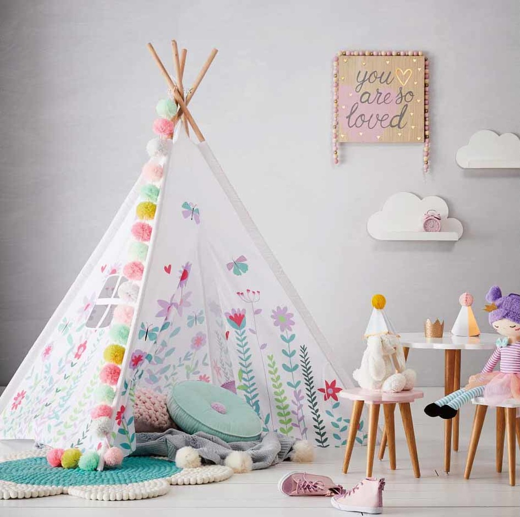 Bílé dětské teepee FLOWERS (obrázek 2)