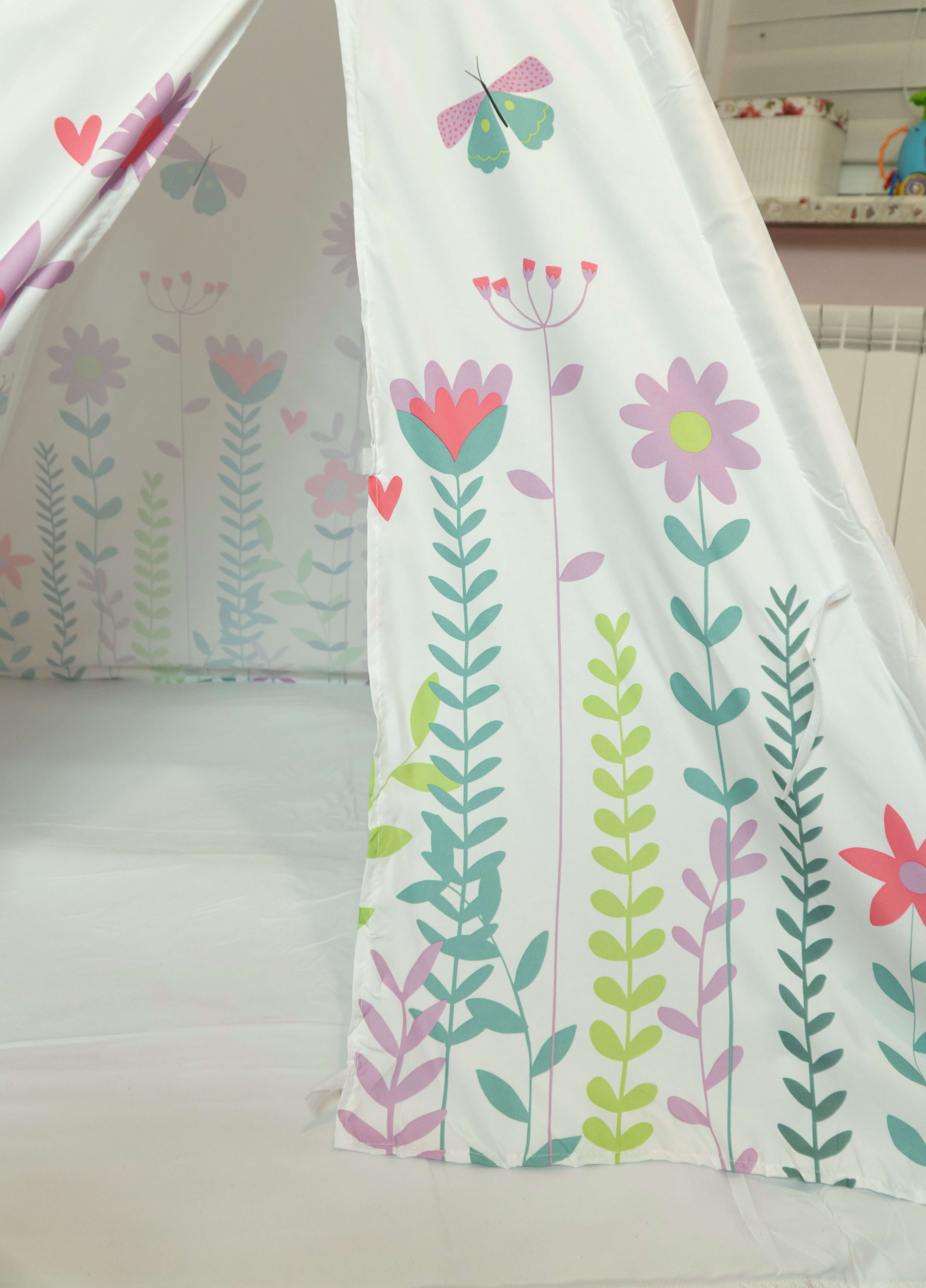 Bílé dětské teepee FLOWERS (obrázek 5)