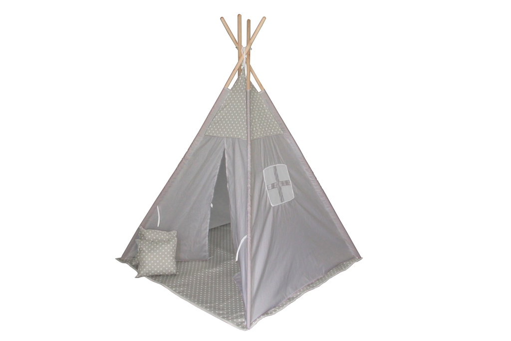 Levně Šedé dětské teepee GREY STARS