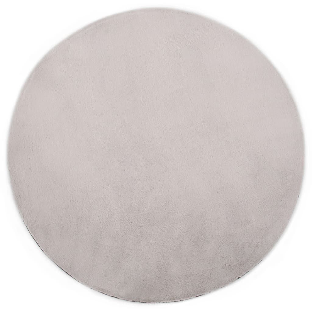Levně Kulatý šedý koberec z umělé králičí kožešiny JANES 80 cm