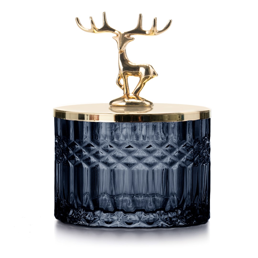 Levně Černá skleněná šperkovnice DEER