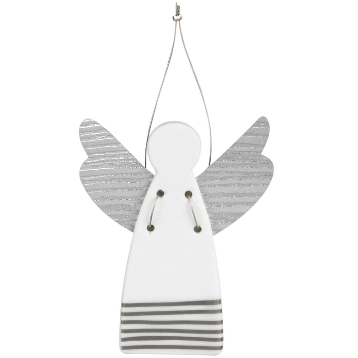 Räder Stříbrný porcelánový anděl STRIPES, závěsný