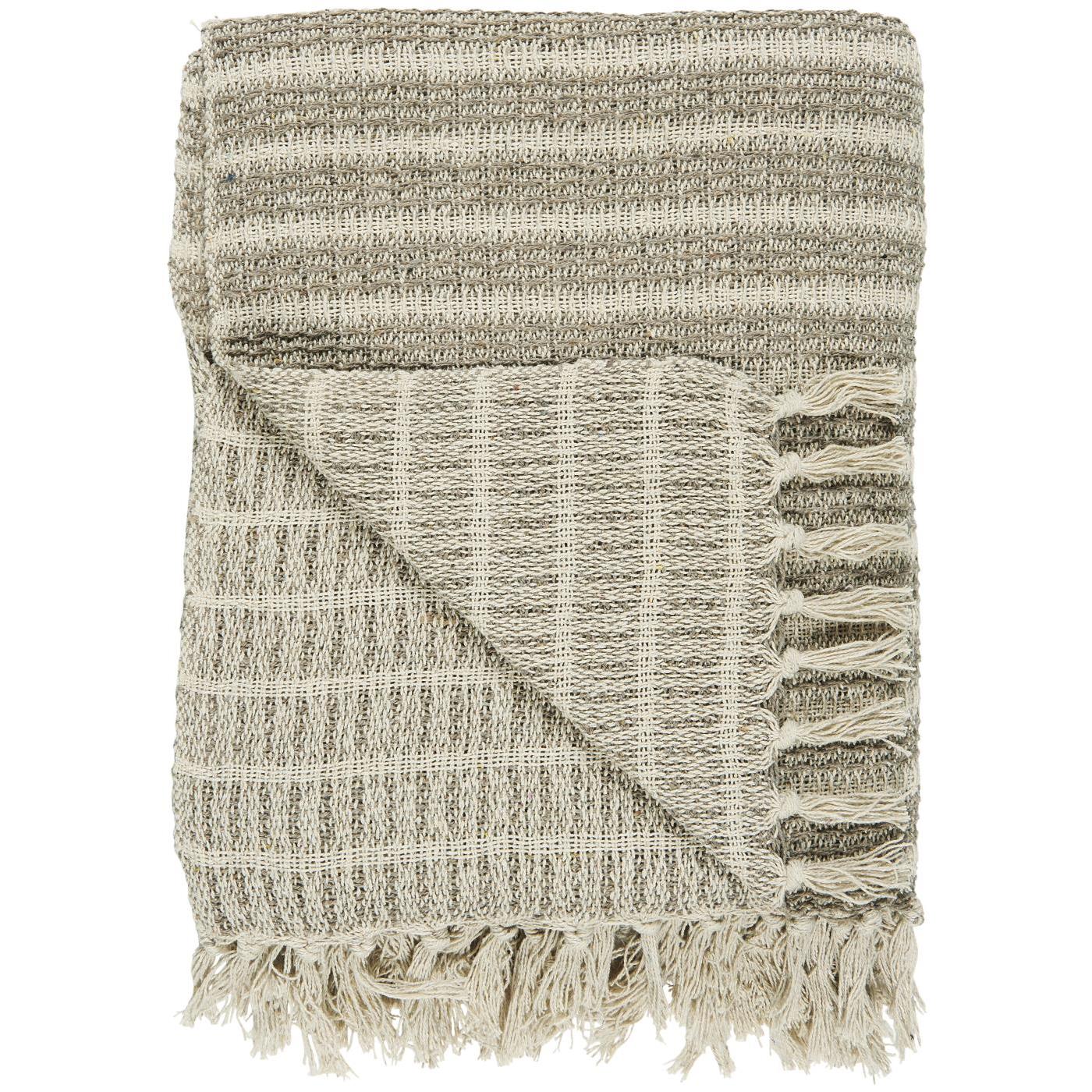 Levně IB Laursen Bavlněný pléd CREM/NATURAL STRIPE 160x130 cm