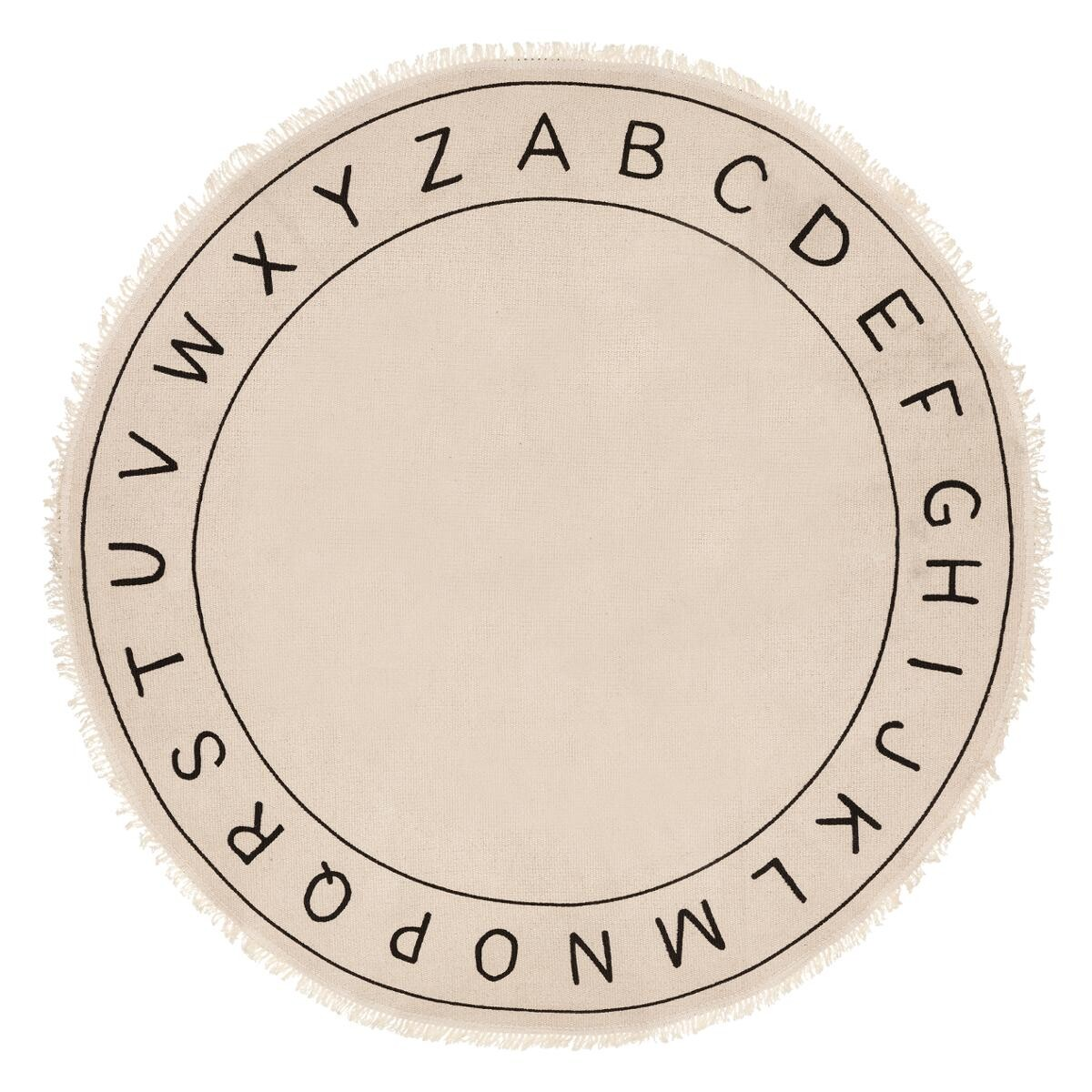 Levně Kulatý krémový koberec ALPHABET 120 cm