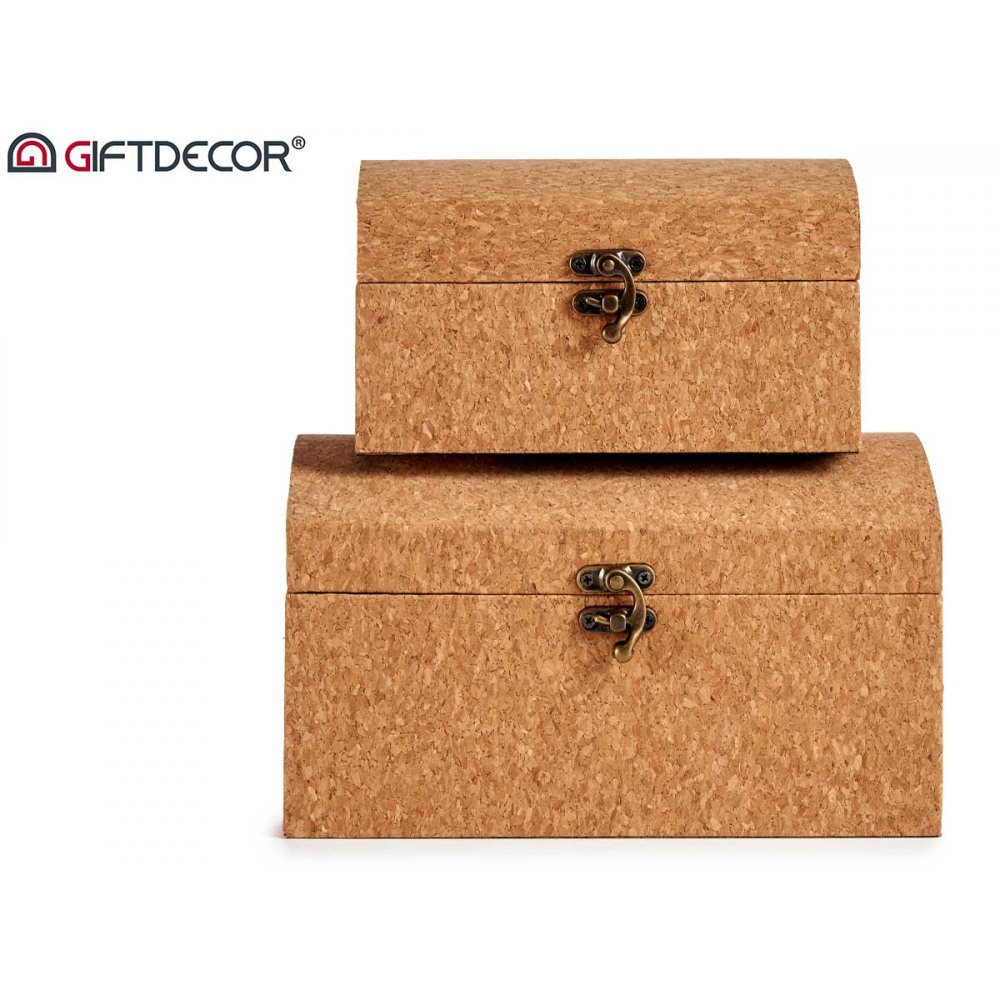 Levně Sada 2 korkových krabic s víkem CORK TRUNKS