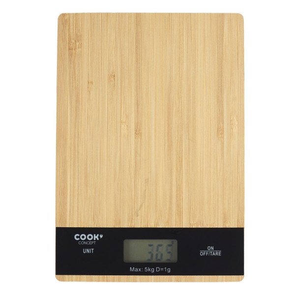 Levně Elektronická kuchyňská váha z bambusu COOK, 5 kg