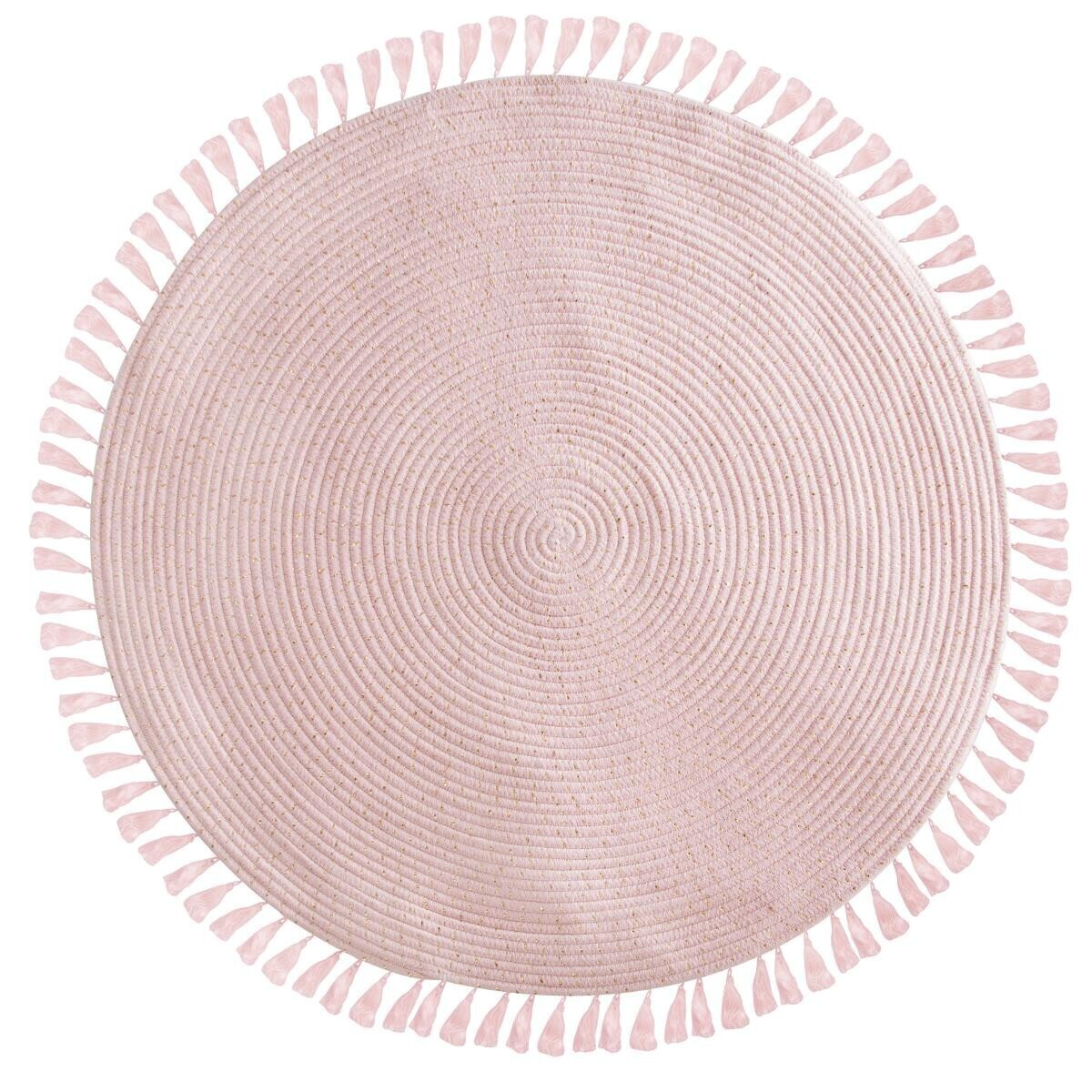 Levně Kulatý růžový koberec s třásněmi PINK 90 cm