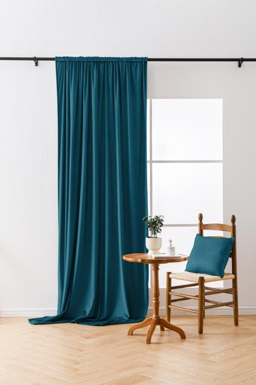 Levně Tyrkysový zatemňovací závěs VELVET 135x250 cm Zavěšení: Kovové kroužky