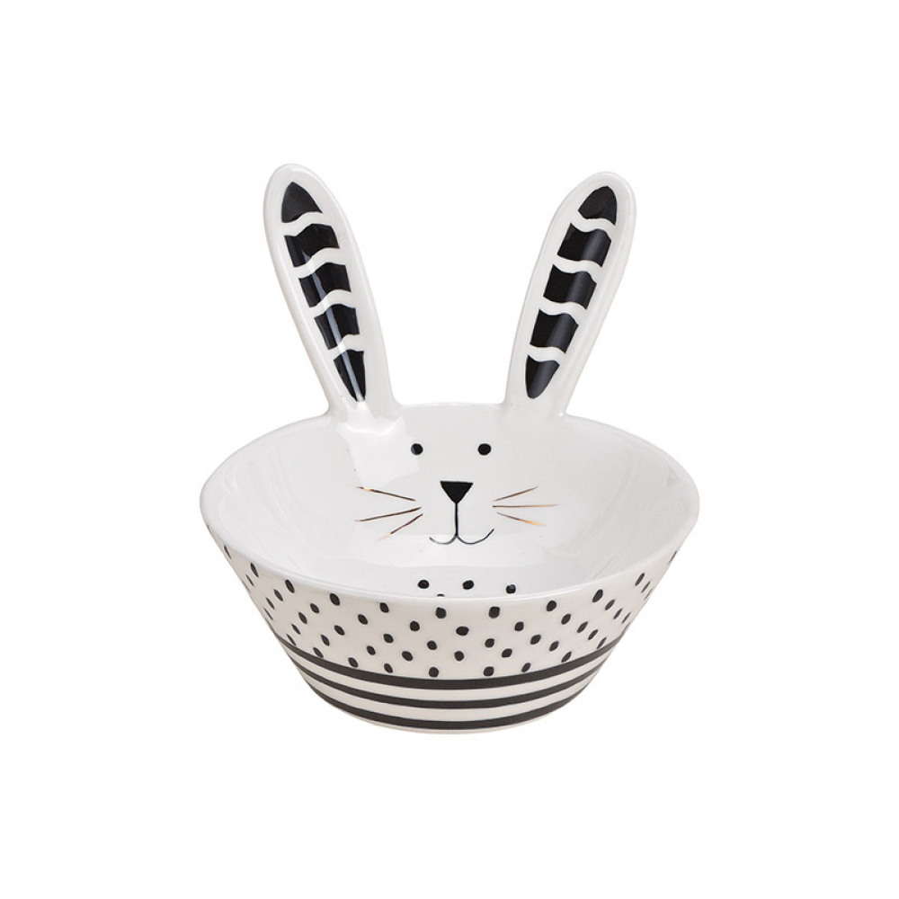 Levně Bílo-černá velikonoční miska LAPIN