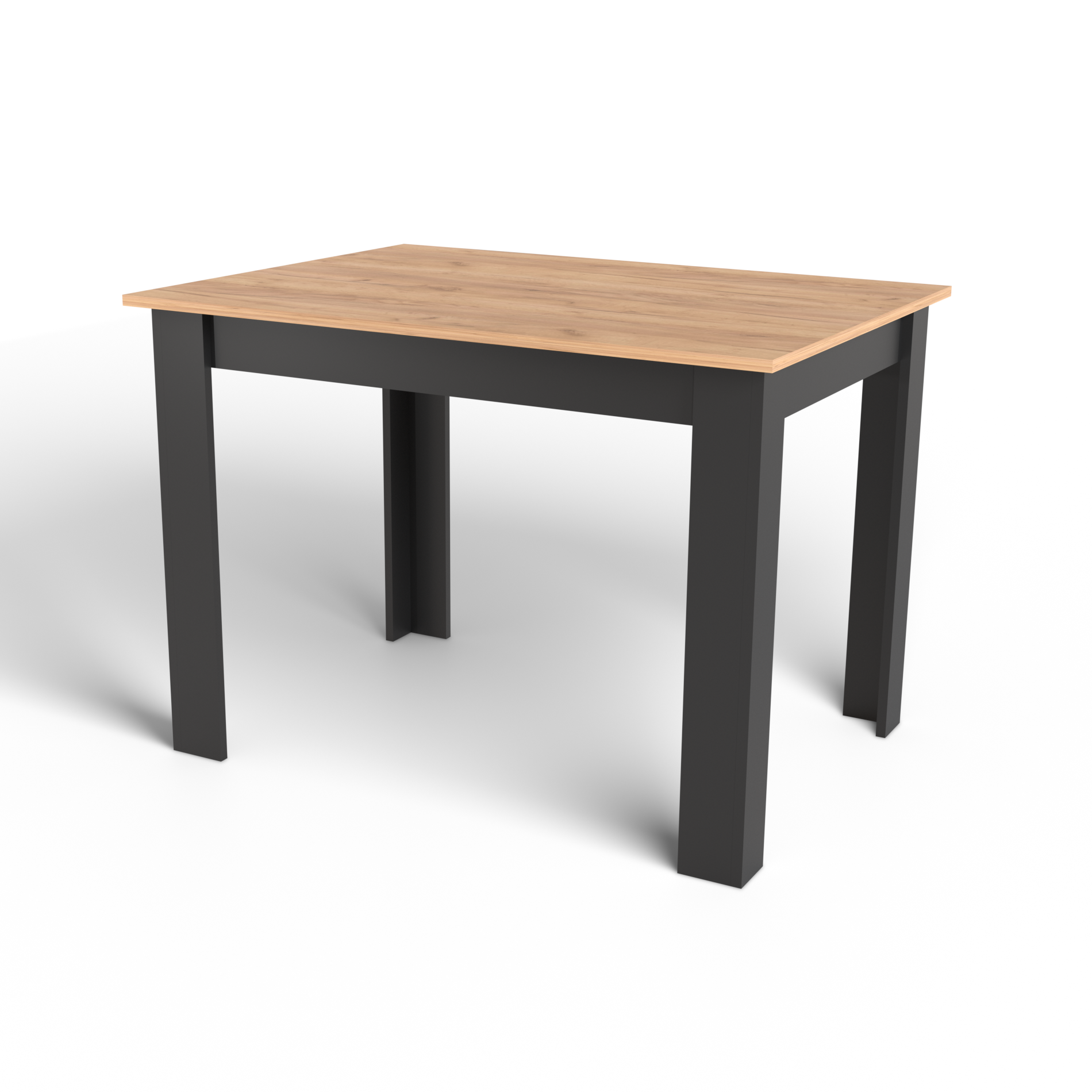 Levně AKCE Černý jídelní stůl s deskou v dekoru dub zlatý craft MADO 120x80 III. jakost