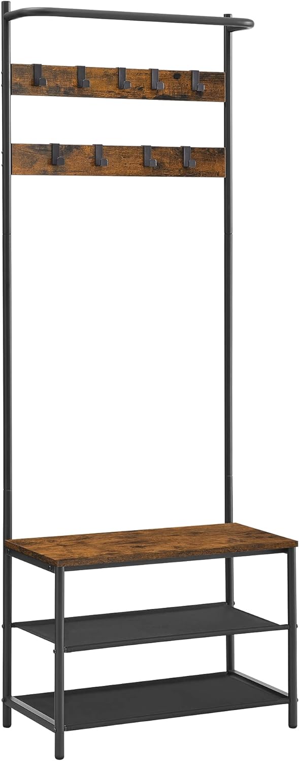 Levně Předsíňová stěna TAYLOR s botníkem 180x64 cm, rustikálně hnědá