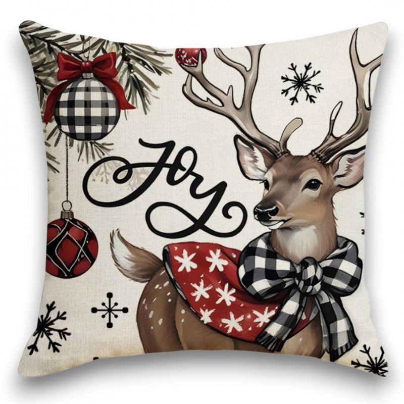 Levně Vánoční povlak na polštář DEER WISH 45x45 cm, béžový