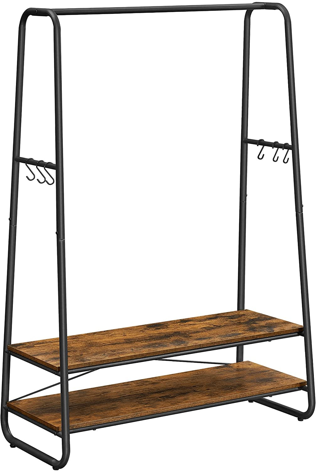 Levně Stojan na oblečení se 2 policemi TAYLOR 100x45x160 cm, rustikálně hnědý