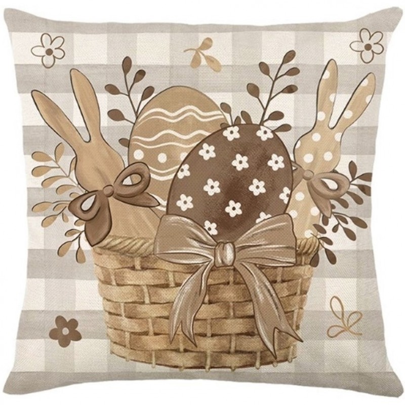 Levně Lněný povlak na polštář EASTER BASKET 45x45 cm, béžový