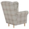 Hnědé křeslo ušák, kárový vzor CHARLOT