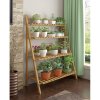 Bambusový květinový regál se 4 policemi a vodoodpudivou úpravou pro venkovní i vnitřní použití.