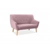 Pohodlná růžová 2 místná pohovka AMBER s dřevěnými nohami