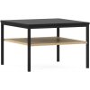Konferenční stolek LANZZI 60x60 cm – černá deska, dubový dekor a stabilní kovová konstrukce pro moderní interiér.