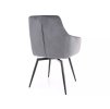 MARLO VELVET šedá – pohodlná jídelní židle s černými kovovými nohami