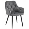 Elegantní jídelní křeslo JORK VELVET tmavě šedé s černými nohami