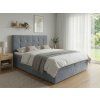 Čalouněná postel boxspring DIRELIS TRINITY 180x200 cm šedá s vysokým prošívaným čelem