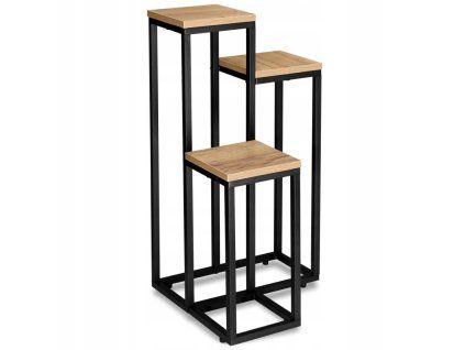 flower stand shelf triple loft black light brown sz52