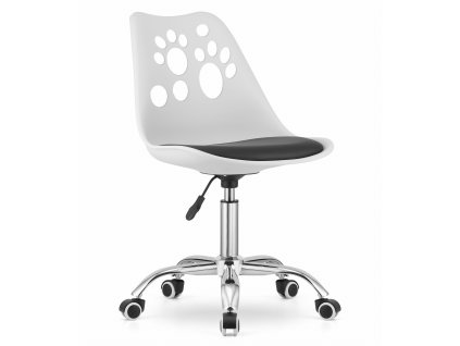 Bílo-černá kancelářská židle PRINT s tlapkovým motivem a kolečky