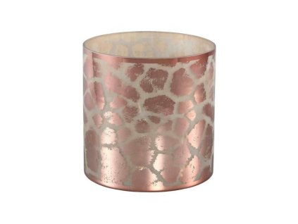 Růžový skleněný svícen DESIREE GIRAFFE s žirafím vzorem