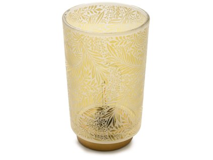 Elegantní svícen s jemným vzorem listů. Dodá vašemu interiéru romantickou atmosféru a útulné osvětlení. Ideální jako dekorace.