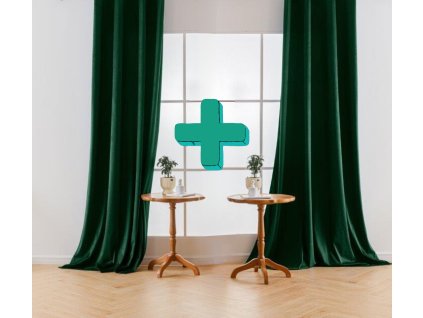 Zatemňovací závěsy VELVET tmavě zelené 140x250 cm (2 ks), kovové kroužky