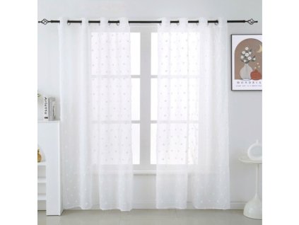 Jemný bílý závěs BRISA  s tečkovaným vzorem 140x250 cm