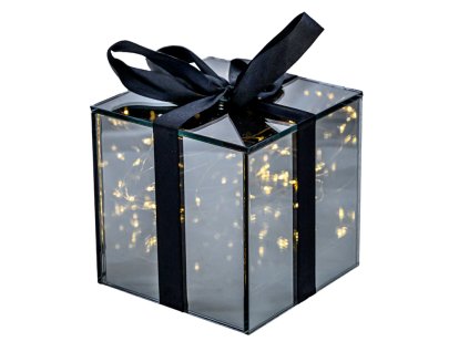 LED skleněný dárek SPARK, šedý – dekorace v různých velikostech