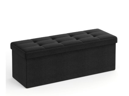 Černý taburet s úložným prostorem OTTOMAN 76x38 cm – stylový a praktický doplněk do moderního interiéru.