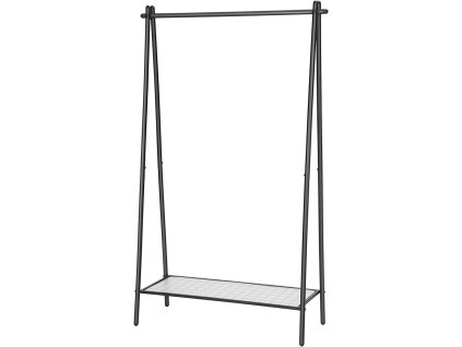 Praktický šatní regál STEEW černý 92,5x153 cm s odkládací policí