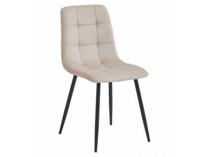 Béžová sametová židle KARA s černými nohami – elegantní a pohodlná