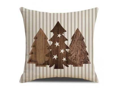 Vánoční povlak na polštář WOODEN TREES 45x45 cm, béžová elegance