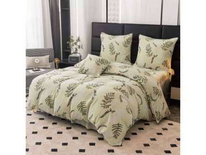 Povlečení mikroplyš LEAFY světle zelené s přírodním motivem listů
