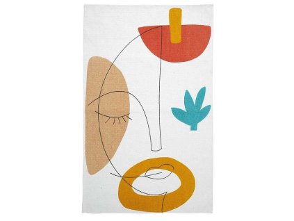 Koberec ARTY COLORS 50x80 cm, bavlněný, bílý podklad s barevným abstraktním vzorem, moderní a hravý doplněk.